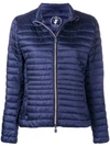 Save The Duck Logo Patch Padded Jacket In Blue