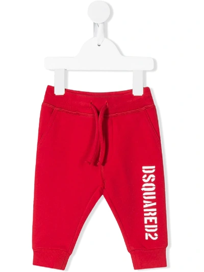 Dsquared2 Babies' Lettering Logo Print Track Trousers In Red