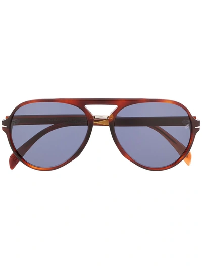 David Beckham Eyewear Tortoiseshell Aviator Sunglasses In Brown