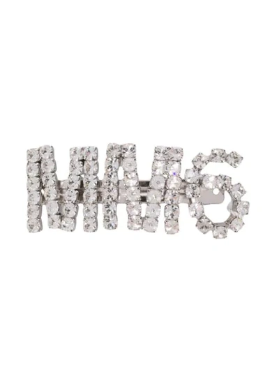 Mm6 Maison Margiela Crystal-embellished Hair Clip In Silver