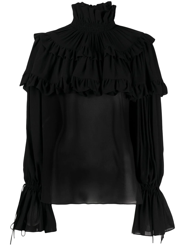 black frilly blouse