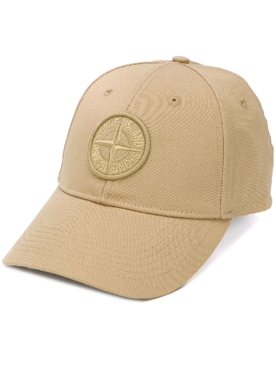 Stone Island Logo-embroidered Baseball Cap In Brown