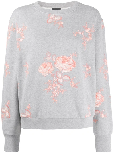 Giambattista Valli Floral-embroidered Sweatshirt In Grey