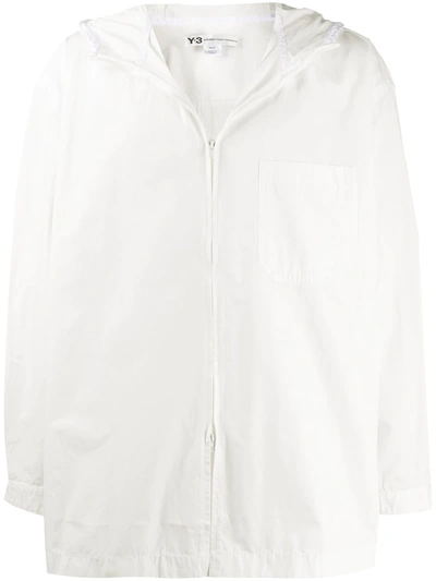 Y-3 Hooded Heavy Poplin Jacket In White