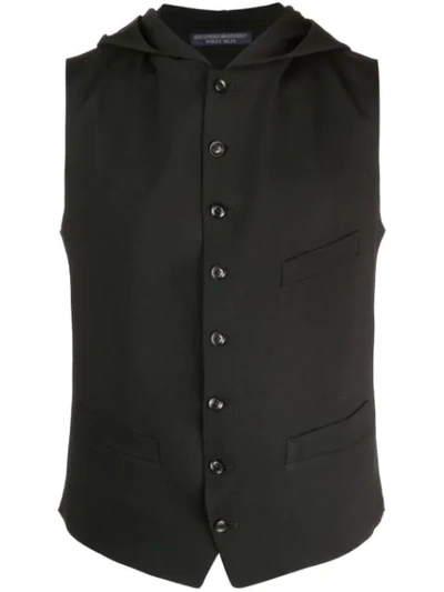 Yohji Yamamoto Hooded Button-up Waistcoat In Black