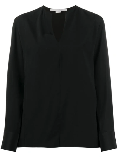 Stella Mccartney Silk V-neck Shirt In Black