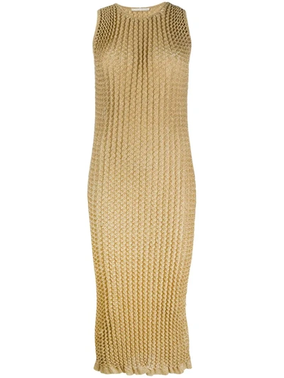 Marco De Vincenzo Pleated Fitted Dress In Gold