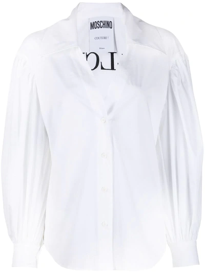 Moschino Bullchic Print Puff-sleeve Blouse In White