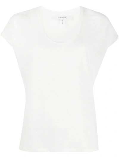 Frame Le Scoop Organic Pima Cotton-jersey T-shirt In Bianco