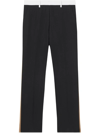 Burberry Side Stripe Tailored Trousers In Black