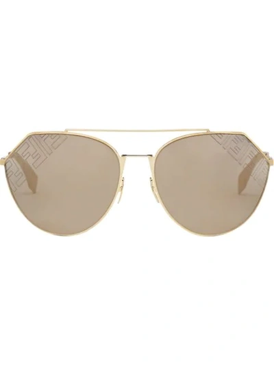 Fendi Eyeline 2.0 Pilot Sunglasses In Gold