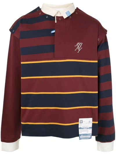 Miharayasuhiro Striped Deconstructed Polo Shirt In Red