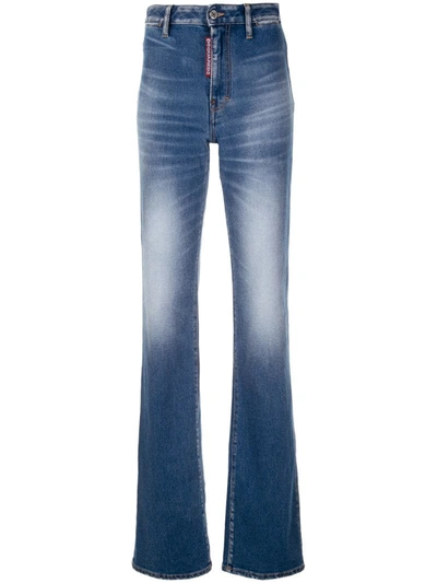 Dsquared2 Flared Faded Jeans In Light Blue