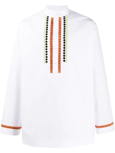 Valentino White Embroidered Long-sleeve Shirt