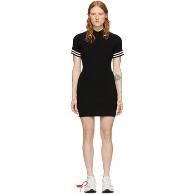 Off-white Jersey Short-sleeve Polo Dress In Black