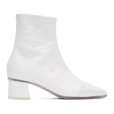 Mm6 Maison Margiela White Transparent Sole Ankle Boots In H7417 Trans