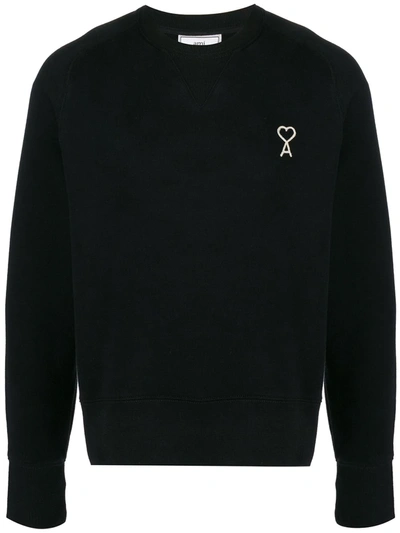 Ami Alexandre Mattiussi Ami De Coeur Embroidery Sweater In Black