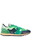 Valentino Garavani Rockrunner Camouflage Sneakers In 14x Marine Mint