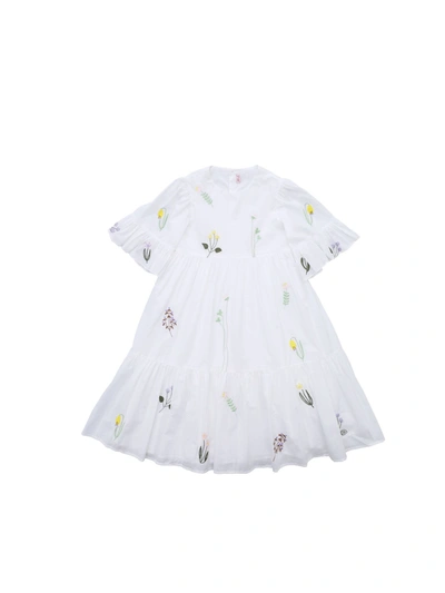 Il Gufo Babies' Floral Embroidered Dress In White