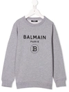 Balmain Kids' Grey Sweatshirt With Black Logo Print