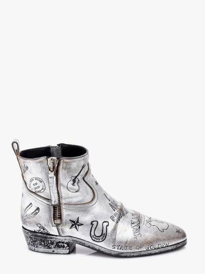 Golden Goose Viand Ankle Boots In Silver Color