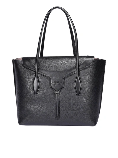 Tod's New Joy Medium Black Hammered Leather Bag