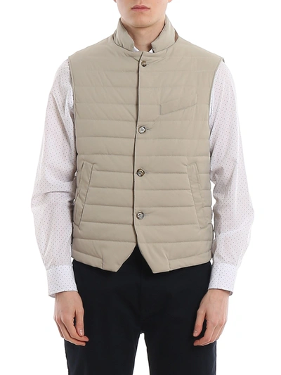 Eleventy Matte Nylon Padded Gilet In Beige