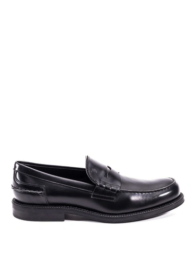 Tod's Leather Classic Loafers In Black