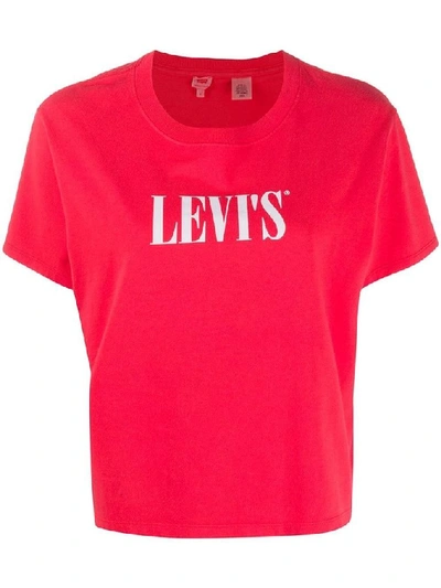 Levi's Logo Print Garment Dyed Over T-shirt In Red