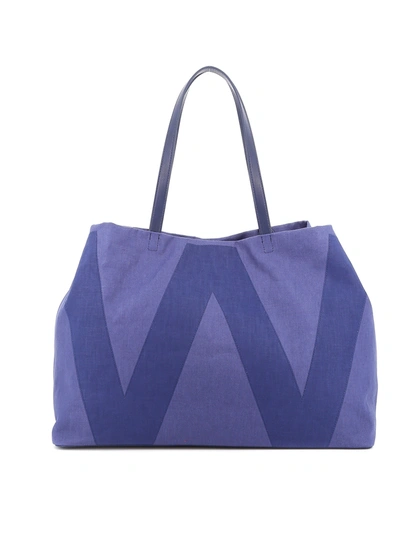 Weekend Max Mara Mania Linen Tote Bag In Blue