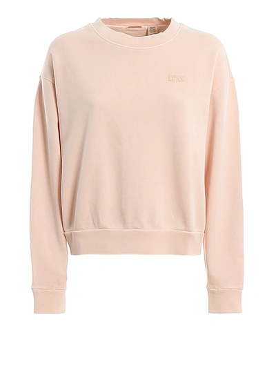 Levi's Logo Embroidery Cotton Over Sweatshirt In Light Pink