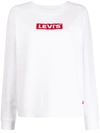 Levi's Logo Embroidered Satin Patch Sweatshirt In White
