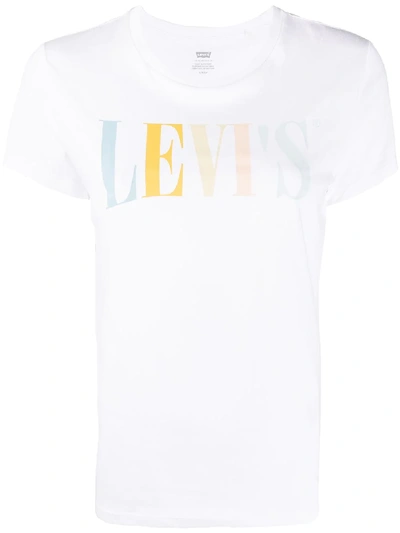 Levi's Jersey T-shirt With Multicolour Logo Print In White