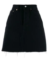 Levi's Frayed Hem Denim High Rise Mini Skirt In Black