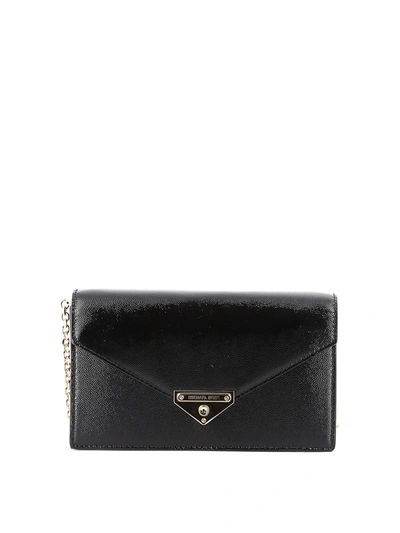 Michael Kors Grace Medium Patent Leather Clutch In Black