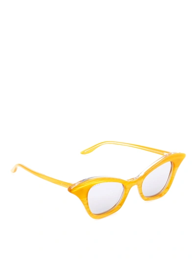 Gucci Golden Lettering Cat-eye Sunglasses In Yellow
