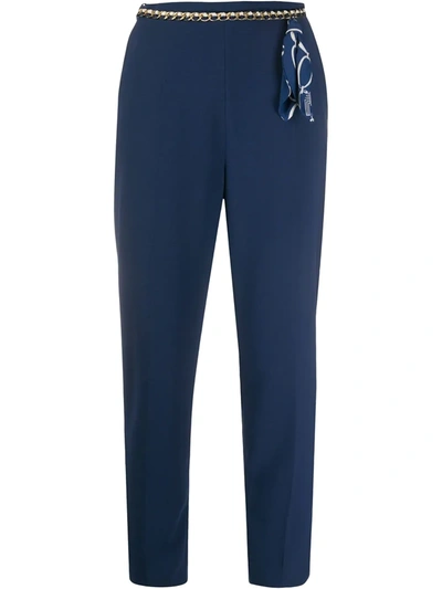 Elisabetta Franchi Chain Detailed Blue Trousers