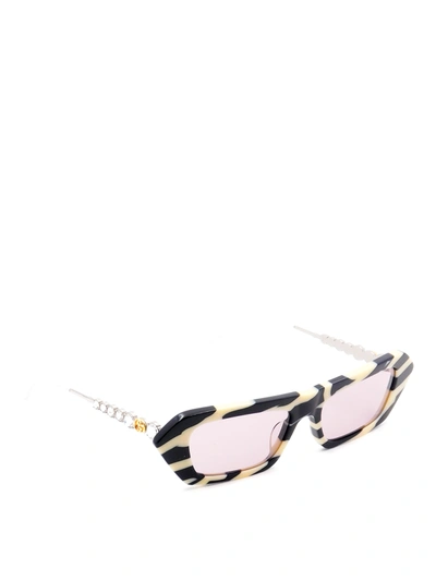 Gucci Crystal Zebra Print Cat-eye Sunglasses In Black