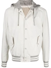 Eleventy Varsity Jacket With Removable Hood In Neutrals