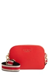 Ted Baker Amerrah Branded Strap Leather Crossbody Bag In Red