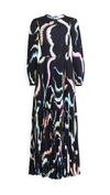 A.l.c Leah Pleated Long Sleeve Maxi Dress In Multi
