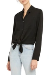 Theory Women's Stretch-silk Tie-front Shirt In Black