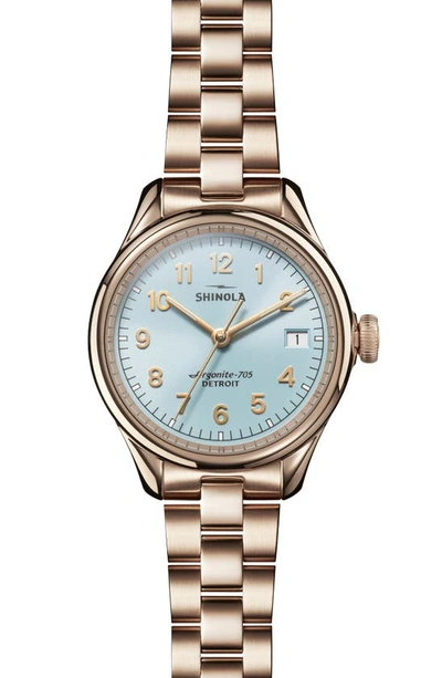 Shinola Vinton Bracelet Watch, 32mm In Champagne Gold/ Chambray