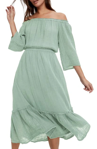 Michael Stars Anya Off The Shoulder Dress In Pistachio