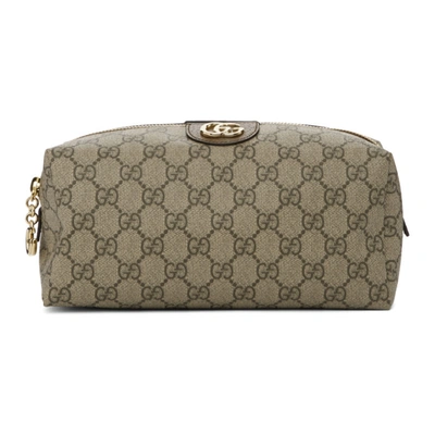 Gucci Beige And Brown Medium Gg Ophidia Cosmetic Case In 8358 Black