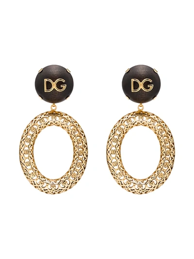 Dolce & Gabbana Logo Clip-on Hoop Earrings In Zoo00