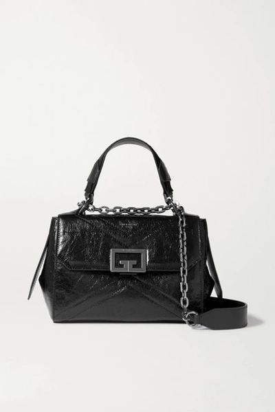 Givenchy Id Small Glossed Textured-leather Tote In Black