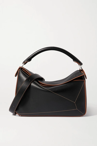 Loewe Puzzle Large Leather Shoulder Bag In Black
