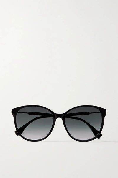 Fendi Round-frame Acetate And Gold-tone Sunglasses In Black