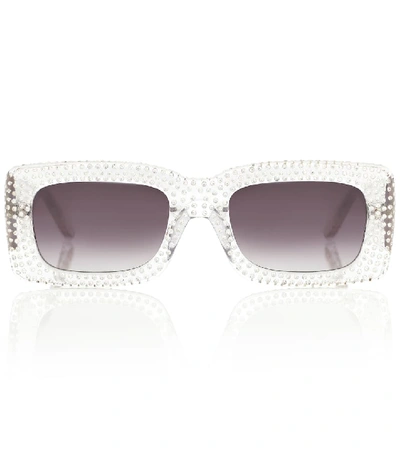 Attico Linda Farrow Stella Square-frame Crystal-embellished Acetate Sunglasses In Silver